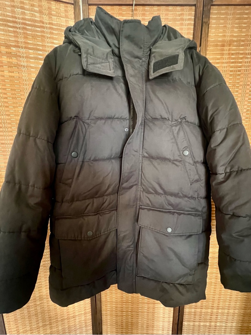 H&M Men's Black Quilted Hooded Puffer Coat